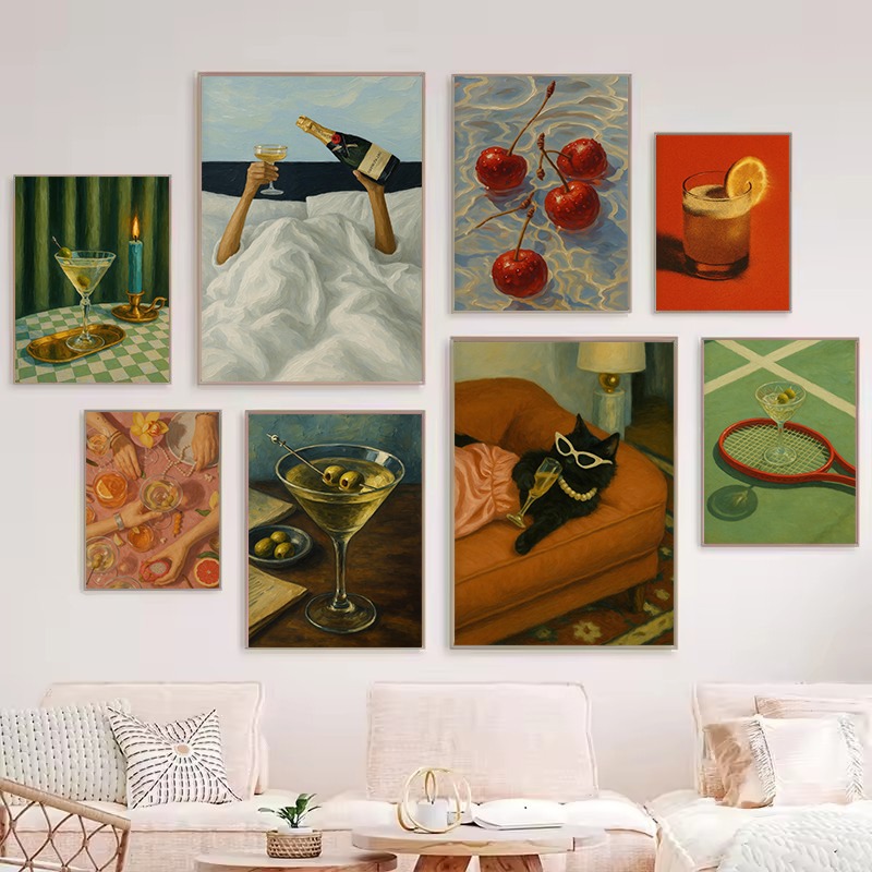 Luxury Lifestyle Picture - 1 szt. Bezramowy Vintage Czarny Kot